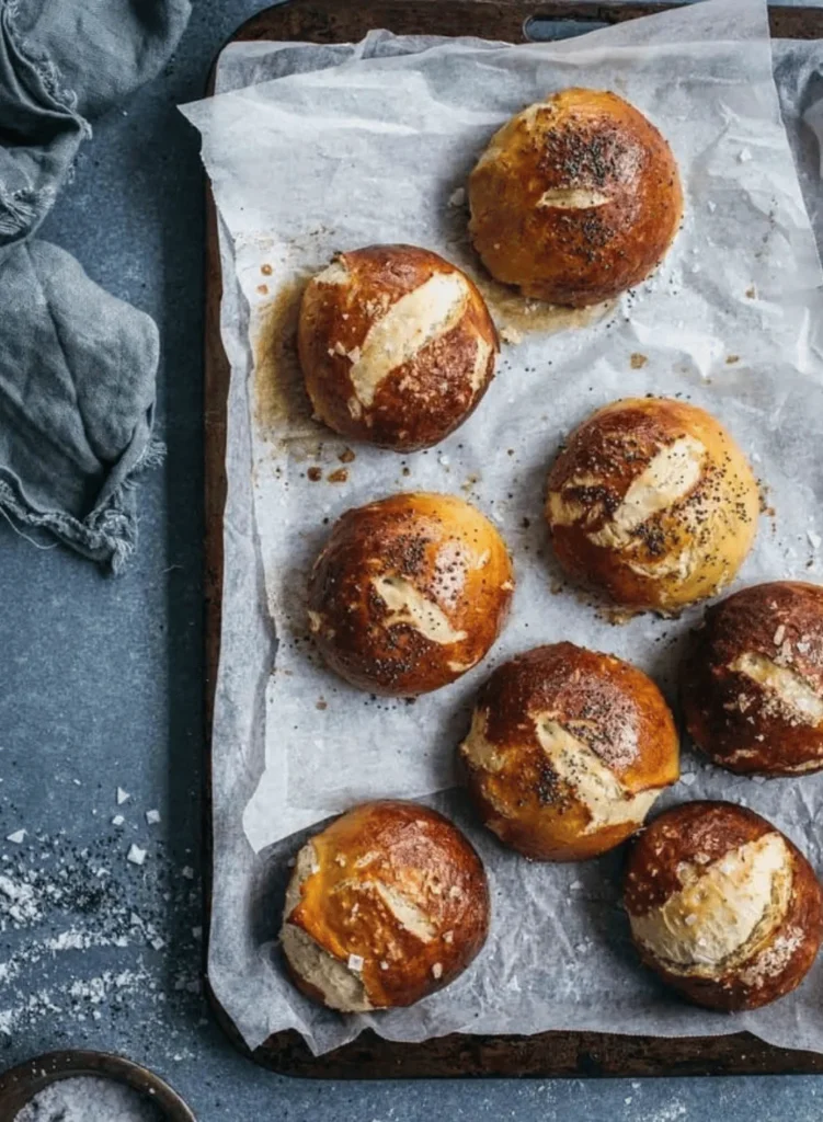 Pretzel Buns with Mustard Ale Dip
