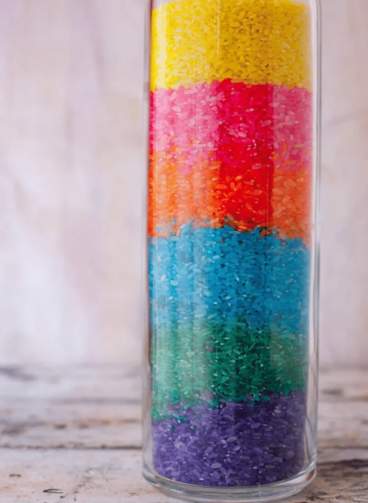 Rainbow Rice Sensory Bin