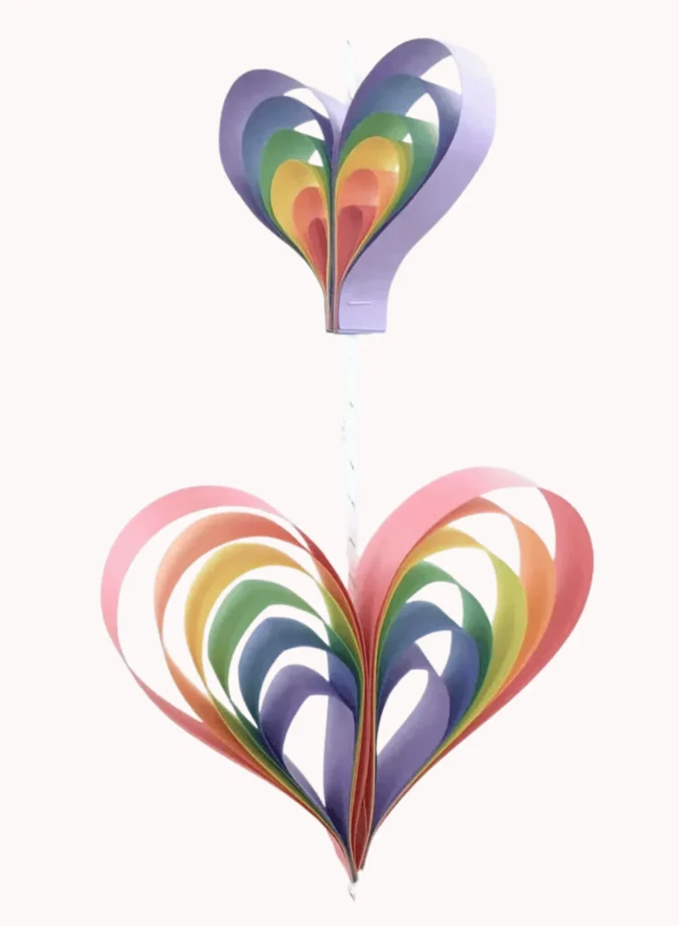 Rainbow heart mobile. Valentine's Day Paper Crafts