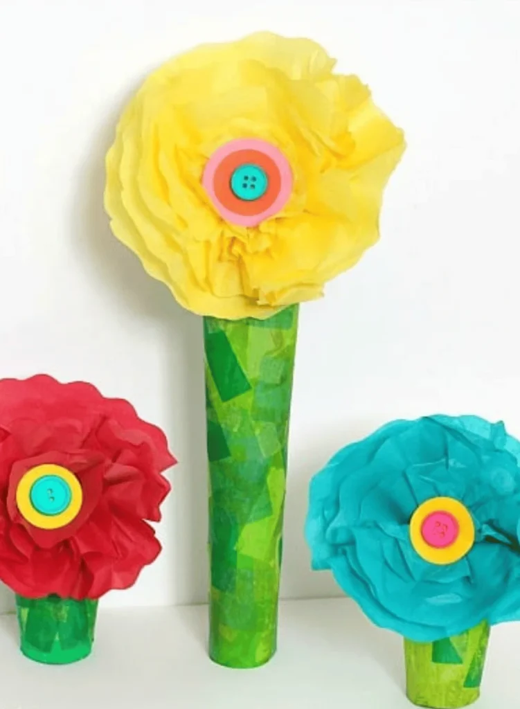 Tissue Paper and Cardboard Tube Flower Craft