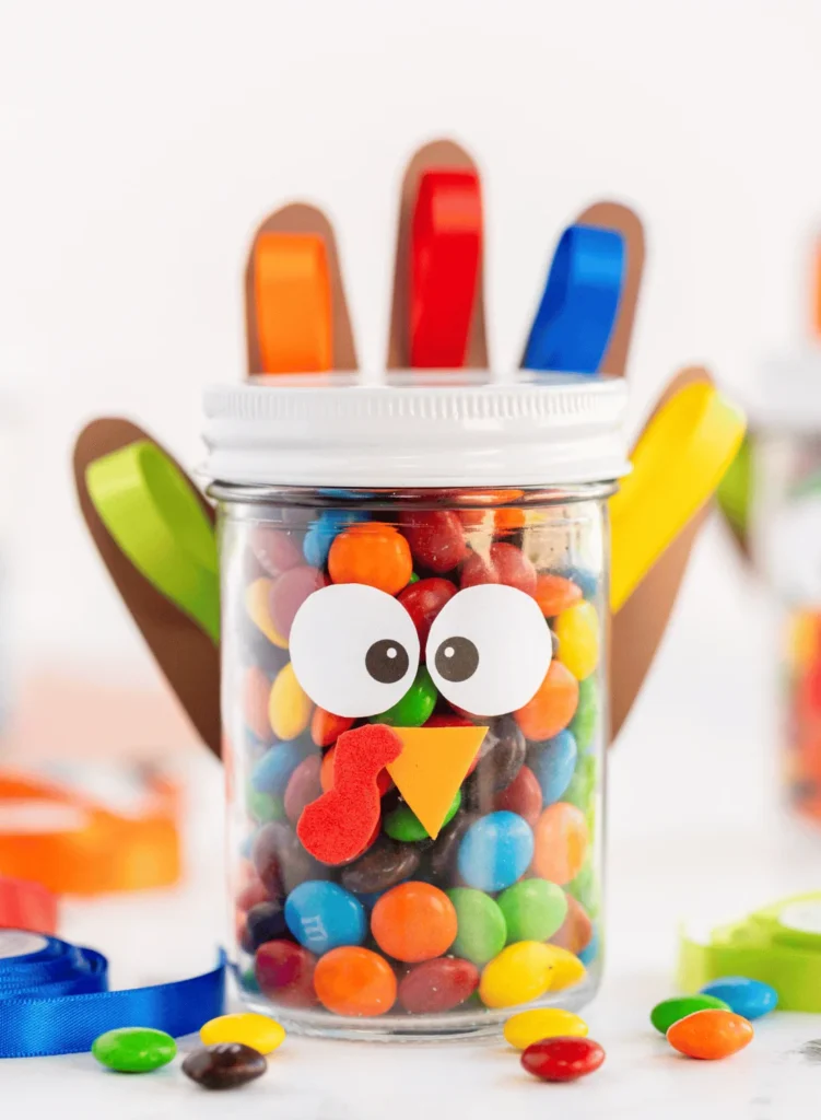 Turkey Handprint Jar. Thankgiving handprint jar