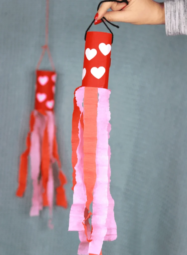 Valentines Day Windsock Toilet Paper Roll Craft