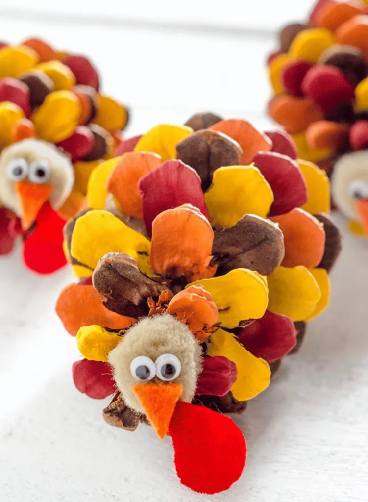 painted pinecone turkeys