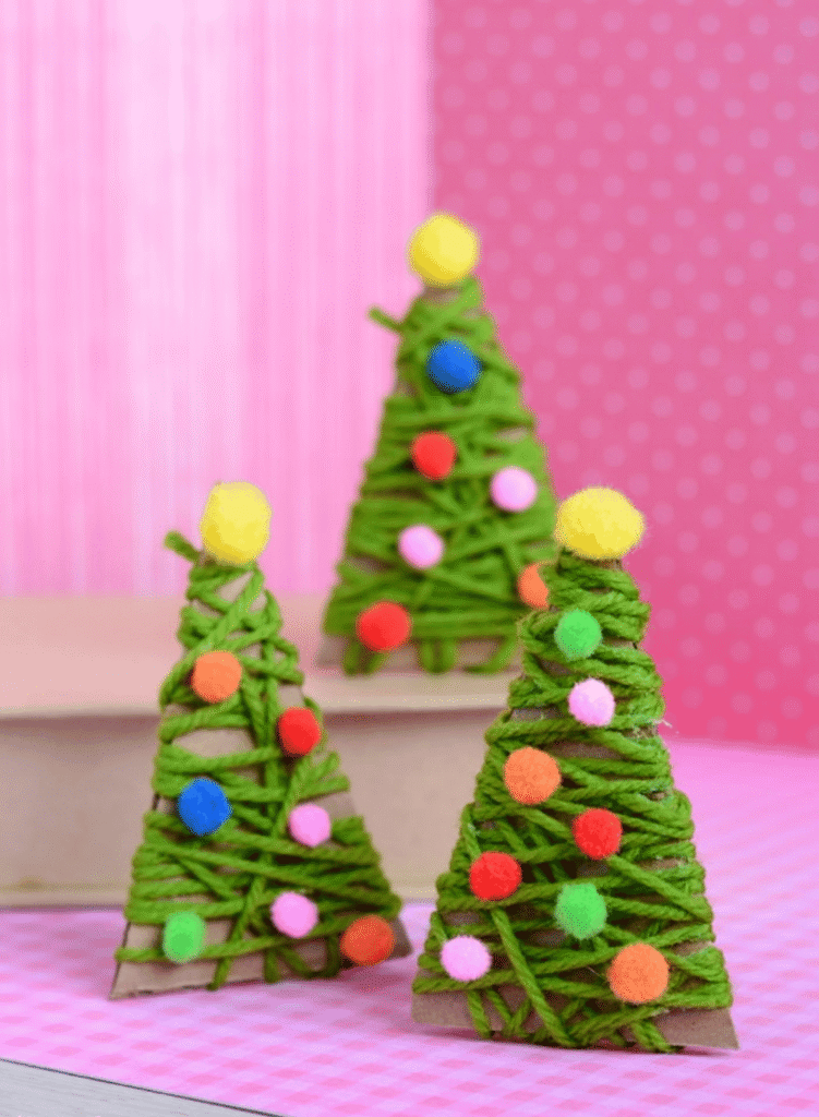 yarn christmas tree ornaments