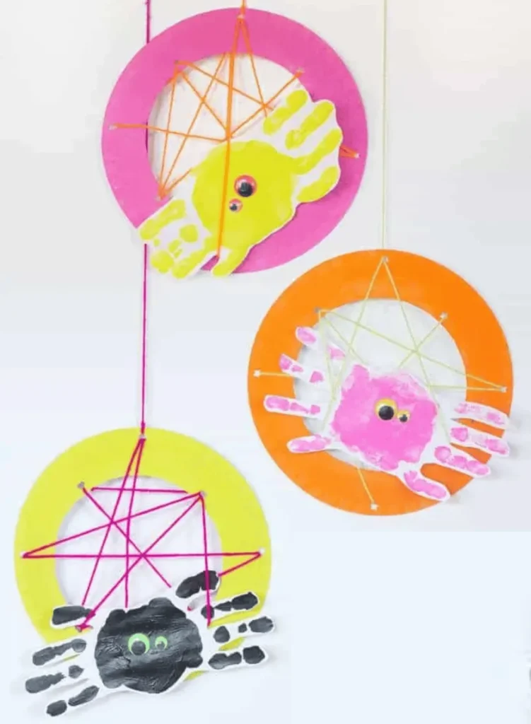 Cute Handprint Spiders In Webs