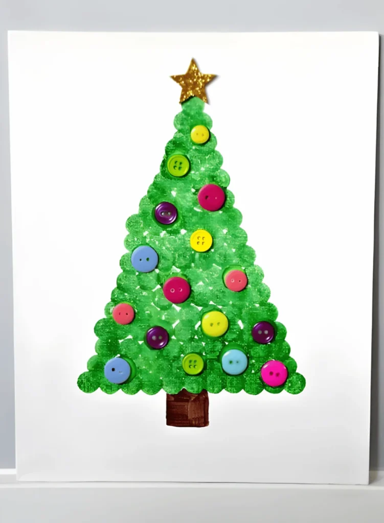 Dot Paint Christmas Tree on Canvas