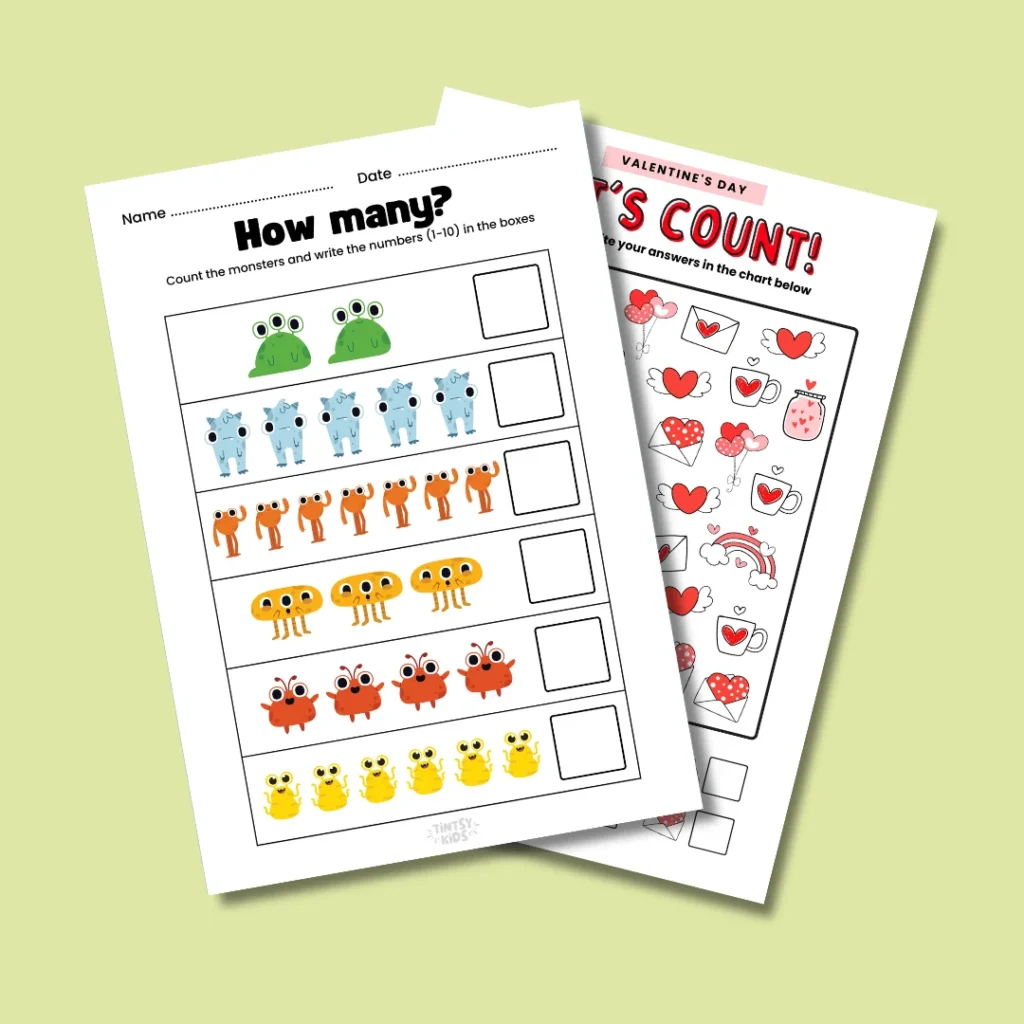 Free Early Math & Counting Worksheets for kids - Free Printable