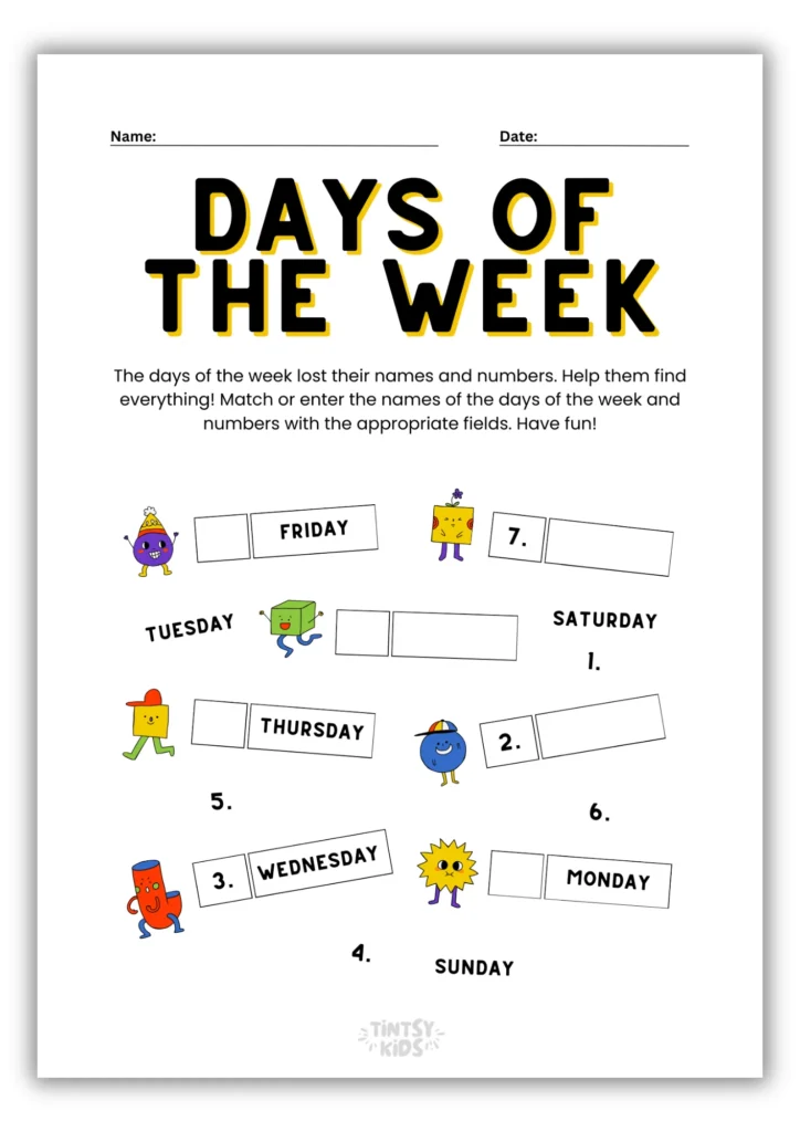 Free Printable - Day Of The Week