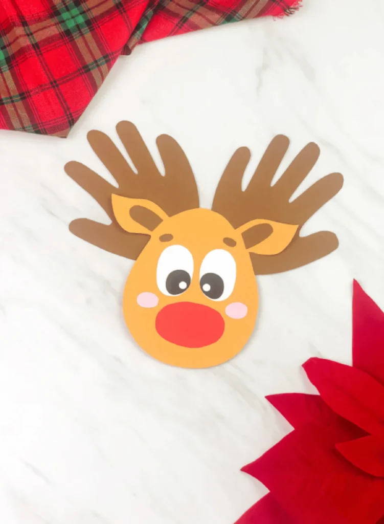 Handprint Reindeer Craft For Kids [Free Template]