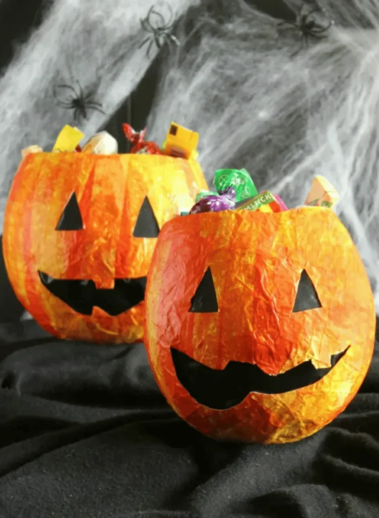 Jack o’ Lantern Paper Mache Bags
