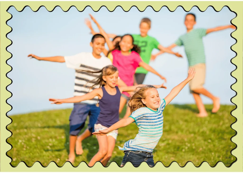 Kids playing follow the leader