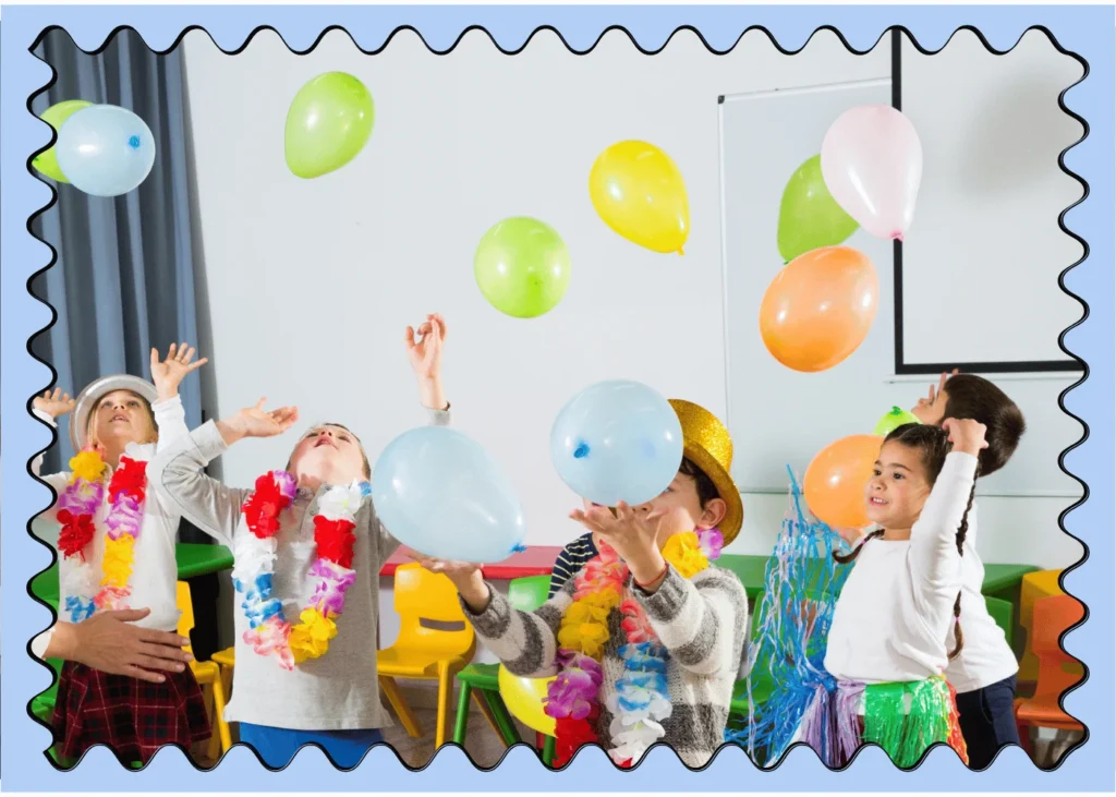 Kids playing with balloons