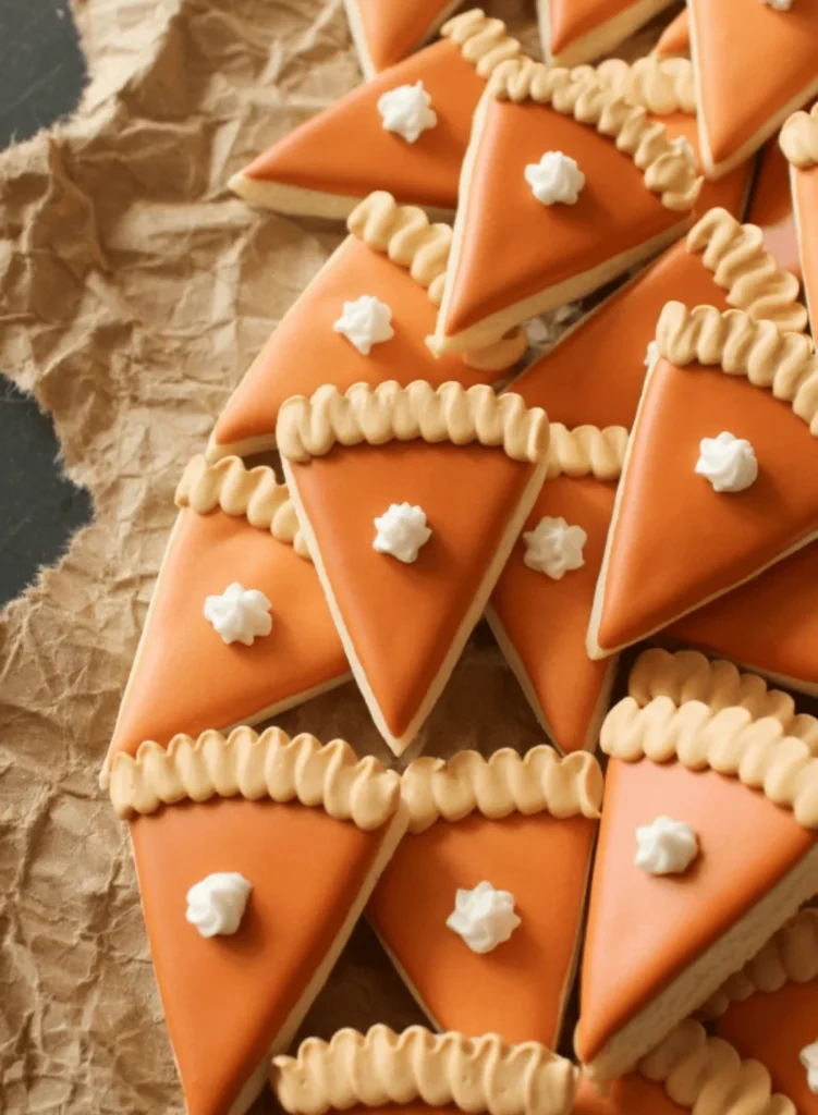 Mini Pumpkin Pie Slice Cookies. Thankgiving cookie recipes
