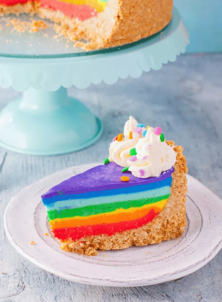 No-bake rainbow cheesecake