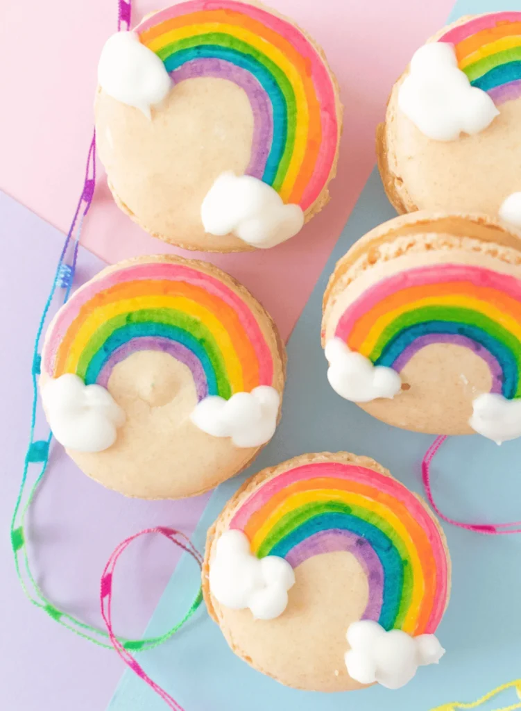 Painted Rainbow Macarons. rainbow snacks