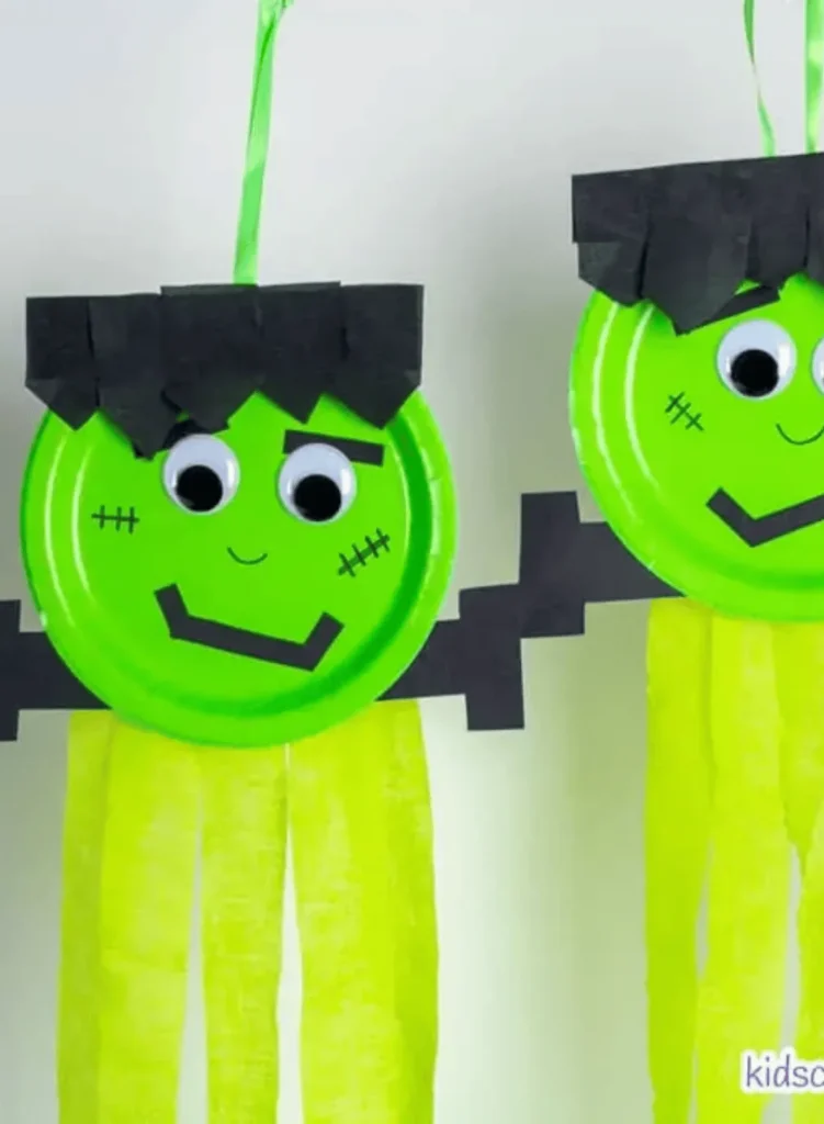 Paper Plate Frankenstein Wind Catcher Craft