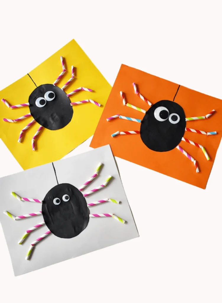 Paper Straw Spider Craft