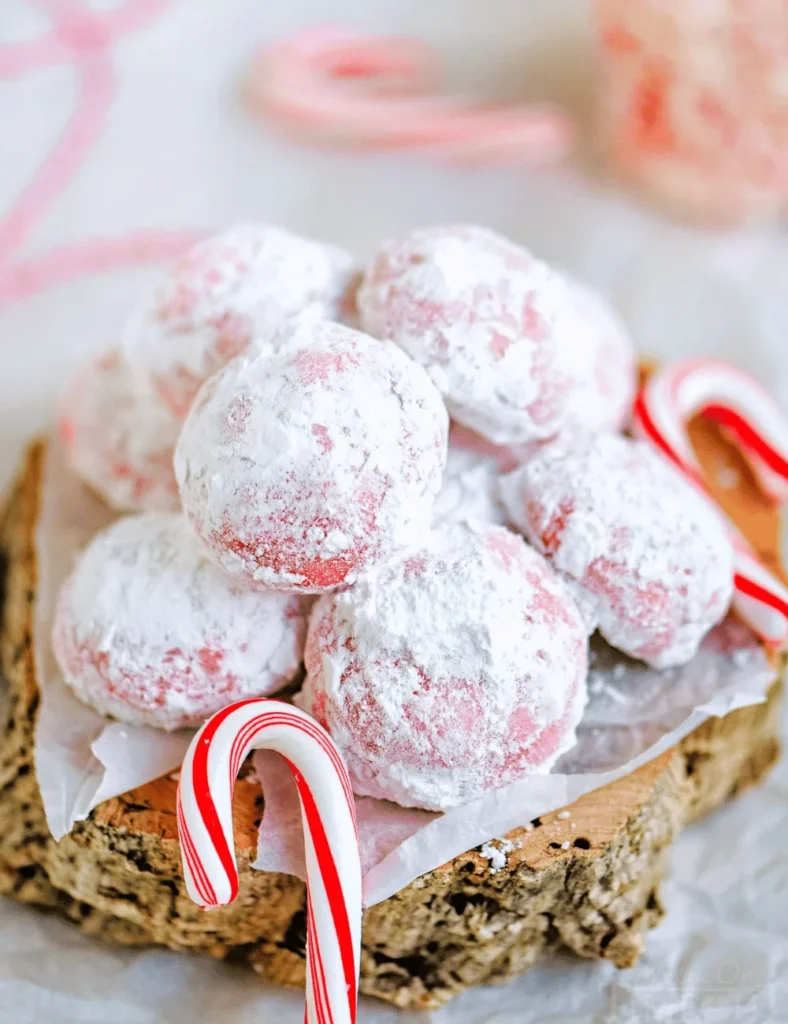 Peppermint Snowball Cookies