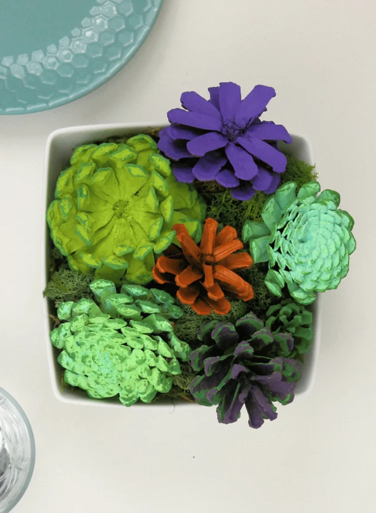 Pine Cone Succulents. Pinecone crafts for kids