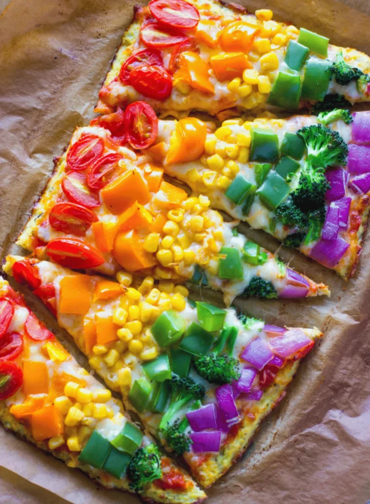 Rainbow Cauliflower Crust Pizza