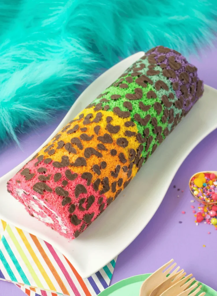 Rainbow Leopard Print Cake Roll