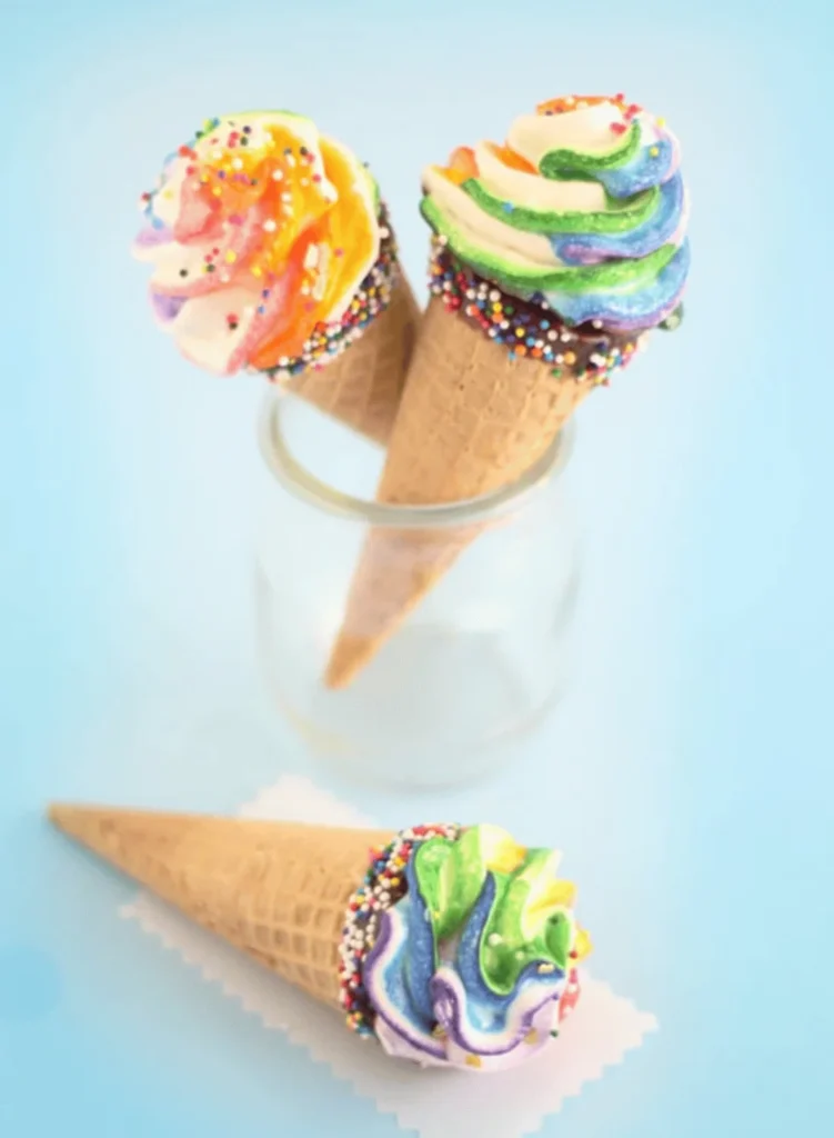 Rainbow Meringue Truffle Cones