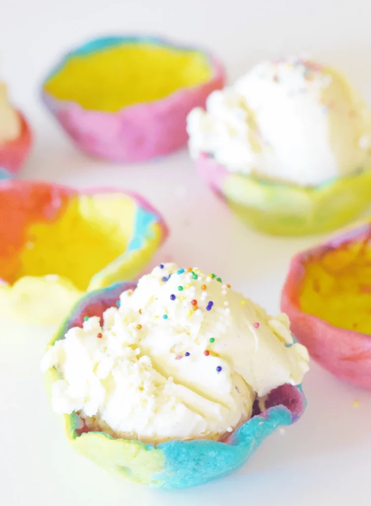 Rainbow Sugar Cookie Bowls. rainbow snacks