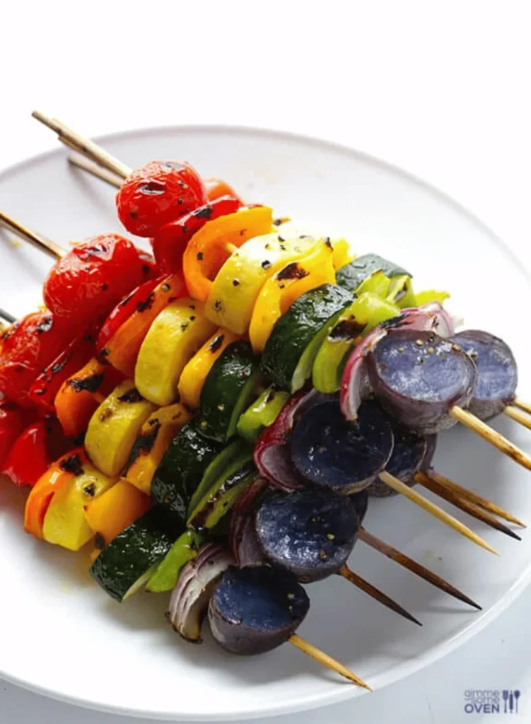 Rainbow veggie skewers