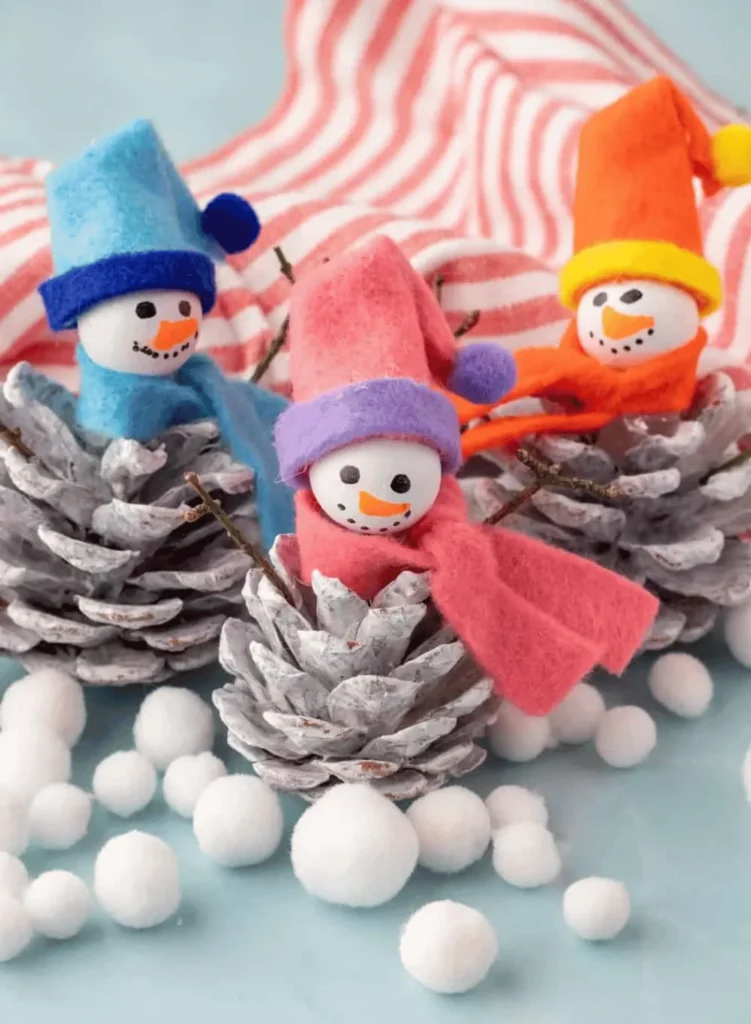 Snowman Pine Cone Craft