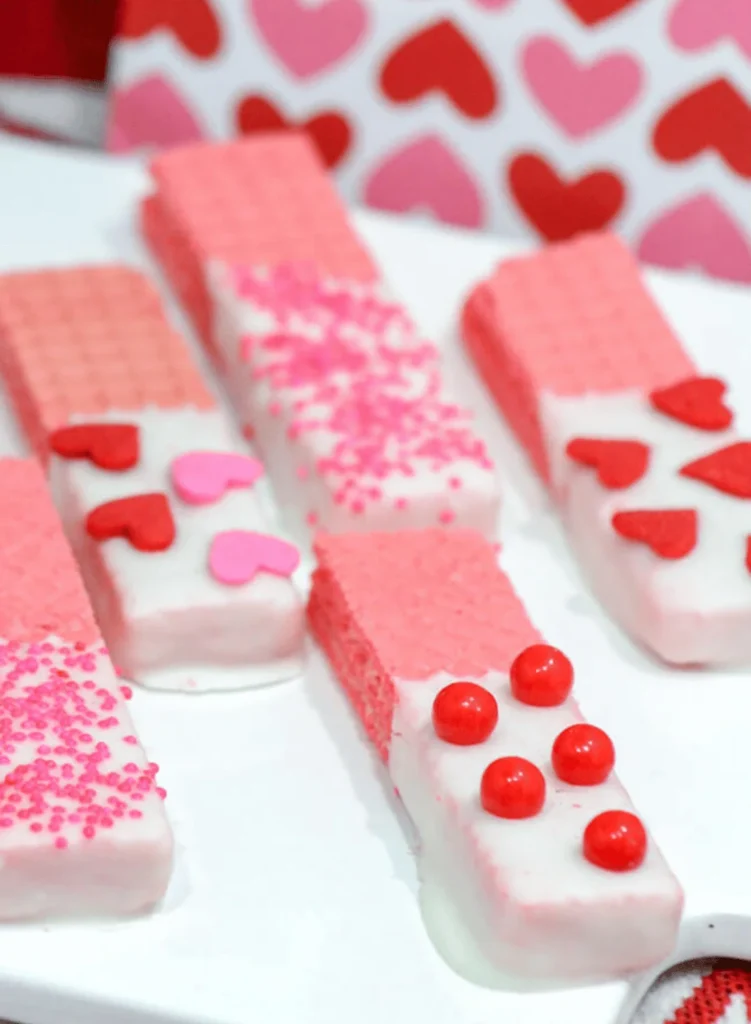 Strawberry Valentine’s Day Wafer Cookies