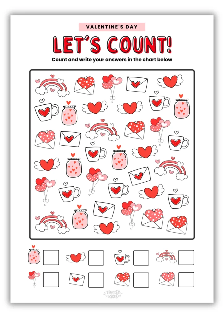 Valentine's Day Counting Activity - Free Printable