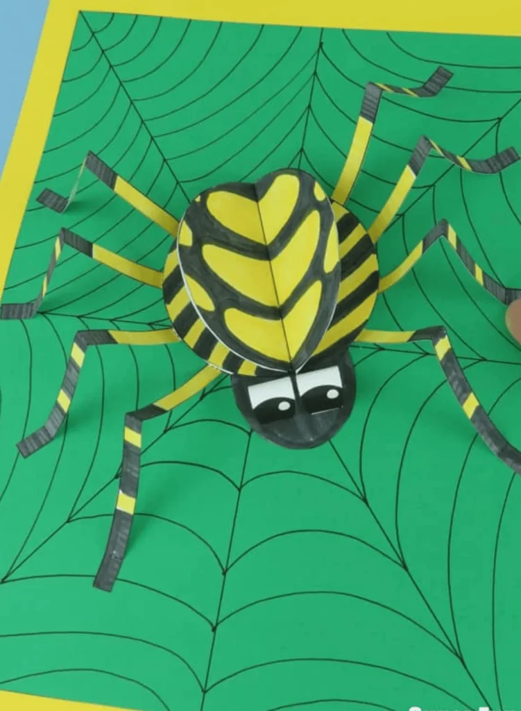 Yellow & black 3D paper spider craft