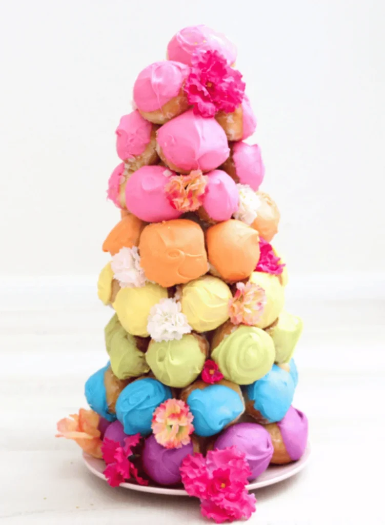 rainbow unicorn horn donut tower