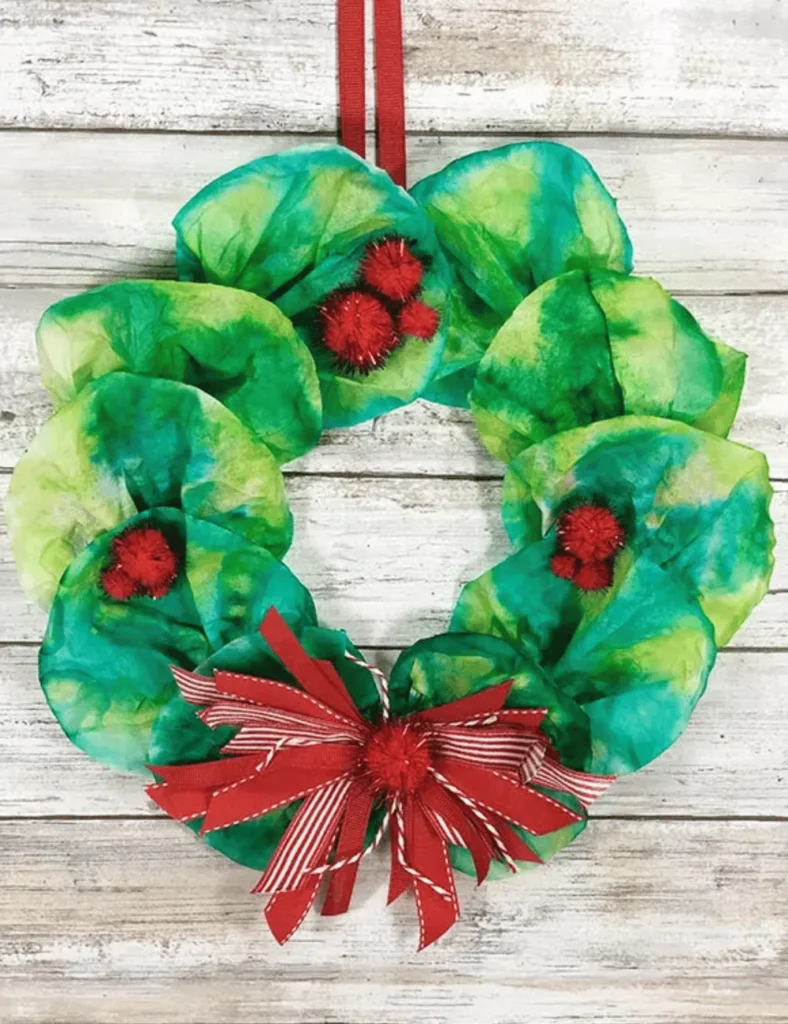 Coffee Filter Wreath Christmas Craft