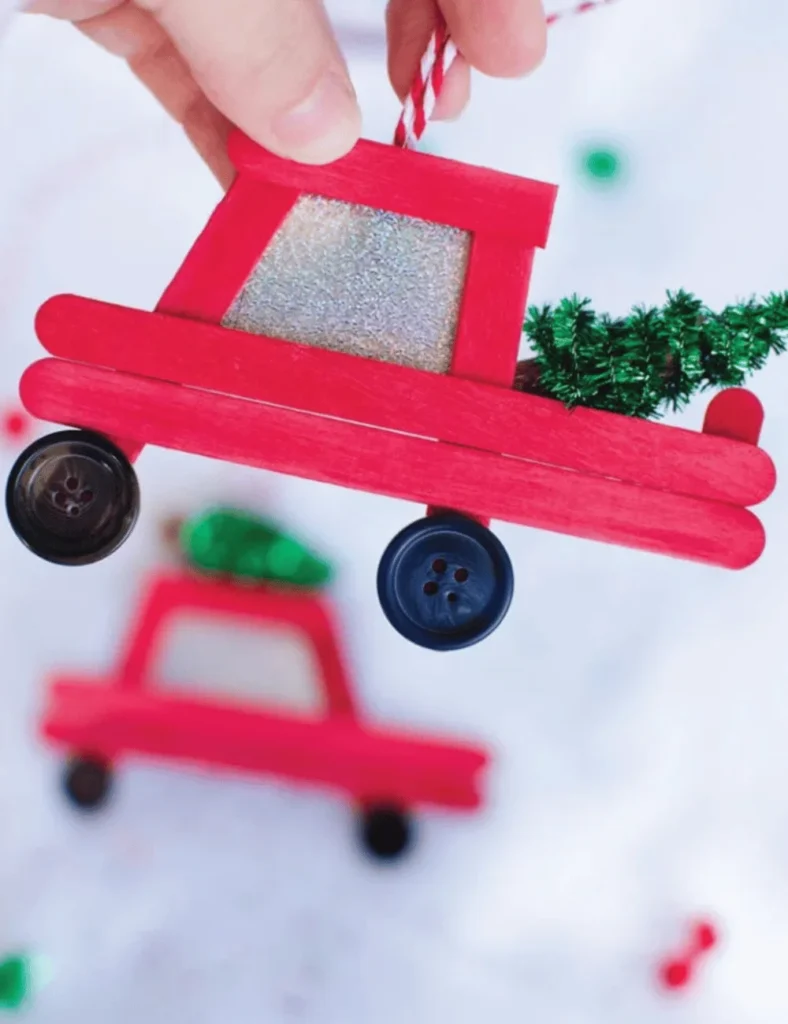 DIY Car and Truck Popsicle Stick Christmas Ornaments