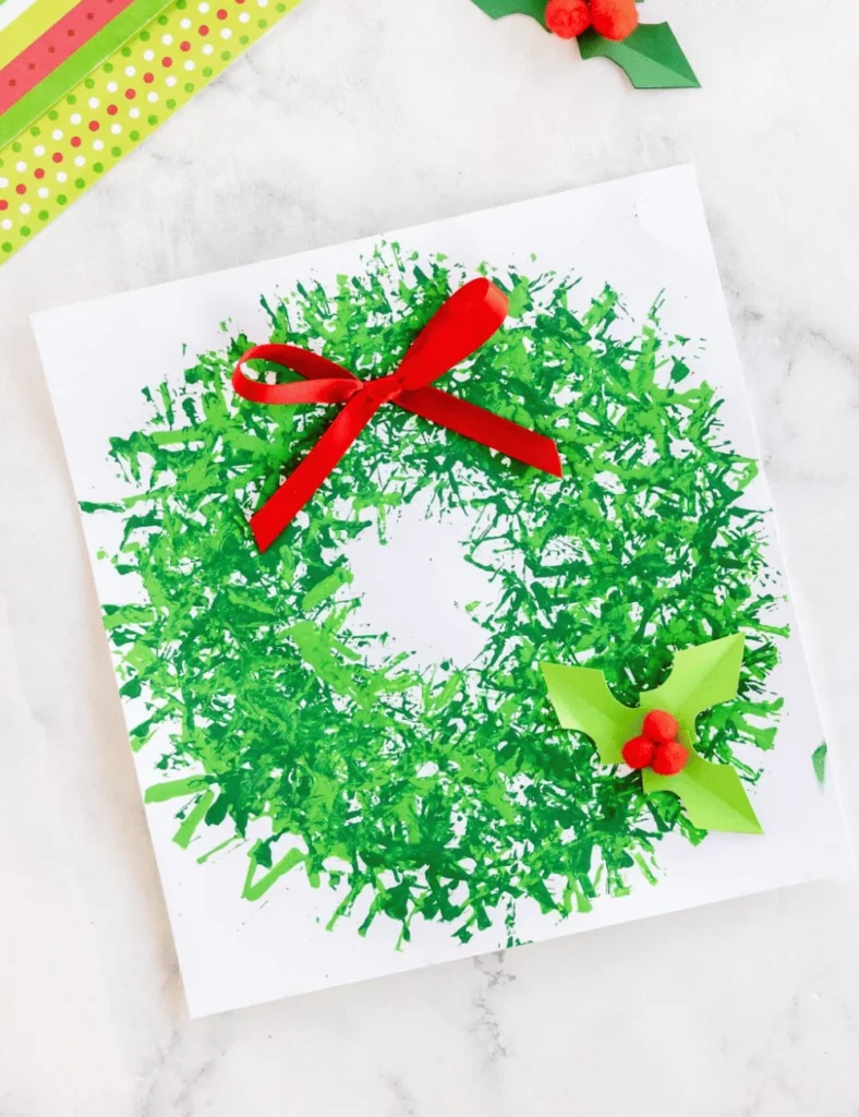 Easy Straw Painted Christmas Wreath
