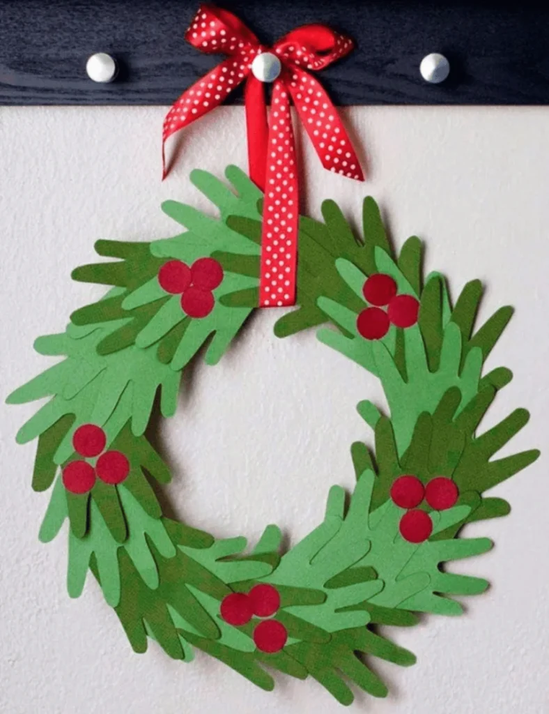 Kids Hand Print Christmas Wreath