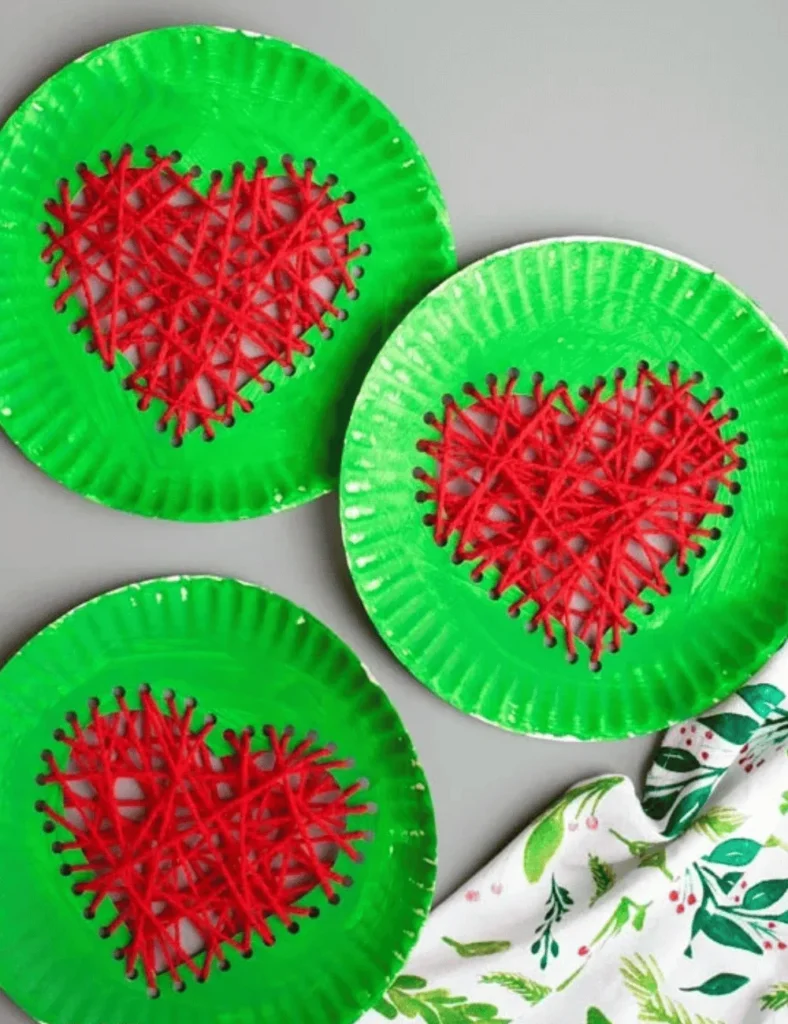 Paper Plate Grinch’s Heart Craft
