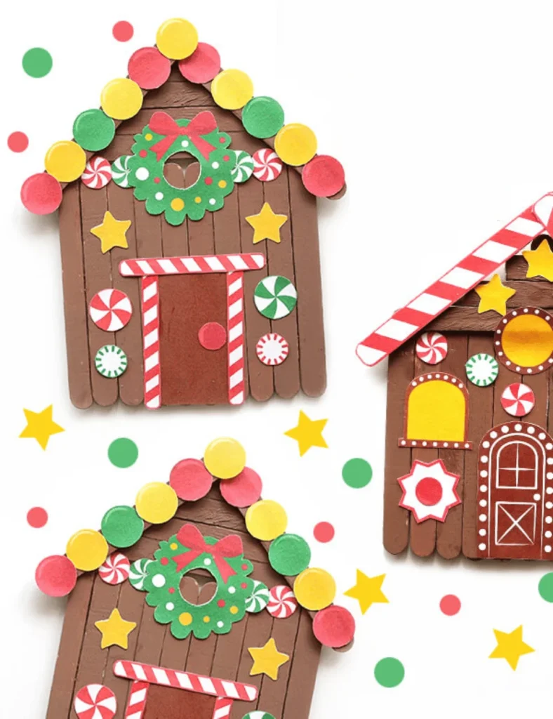Popsicle Stick Gingerbread House Craft