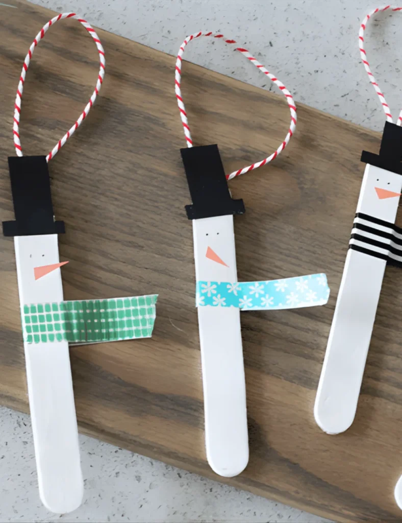 Popsicle Stick Snowman Ornament Craft