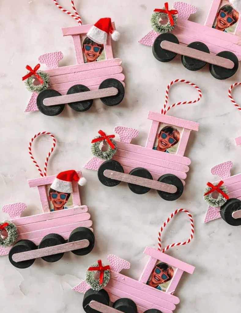 Popsicle Stick Train Ornament Craft