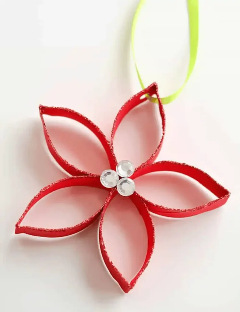 Paper Roll Poinsettia Ornaments