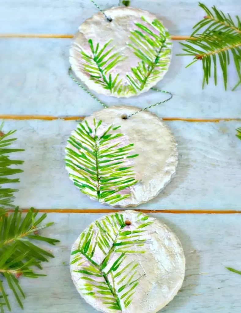 Pine Stamped Salt Dough Ornaments
