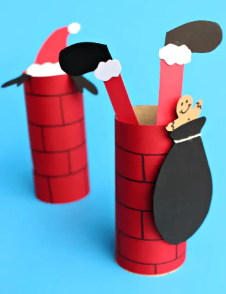 Santa Going Down a Chimney Toilet Paper Roll
