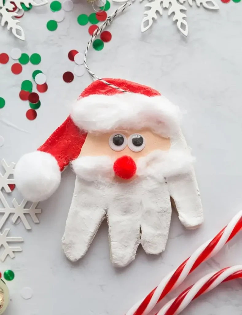 Santa Handprint Ornament. christmas salt dough ornaments