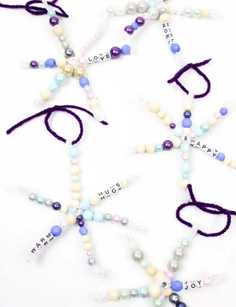 Beaded Pipe Cleaner Snowflakes. Winter Crafts For Kids