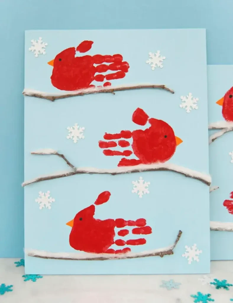 Cardinal Handprint. Winter Crafts For Kids