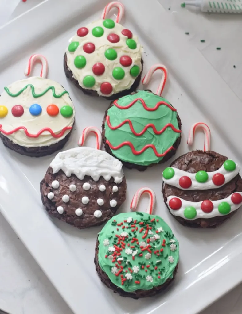 Christmas ornaments brownies