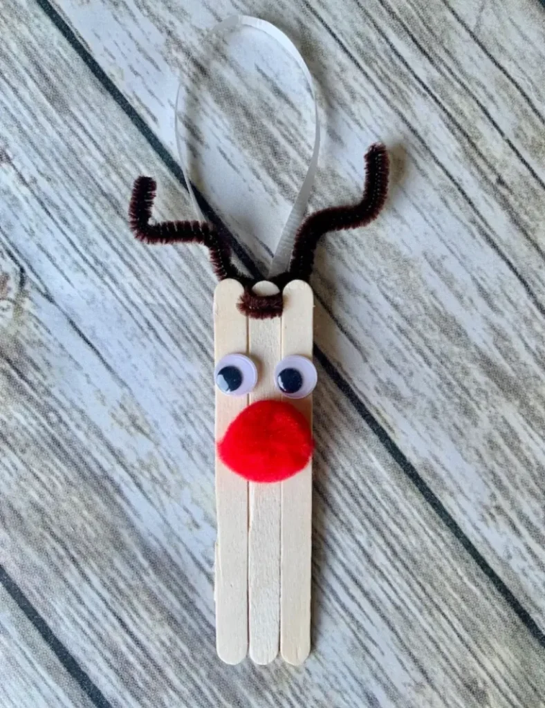 DIY Popsicle Stick Reindeer Ornament