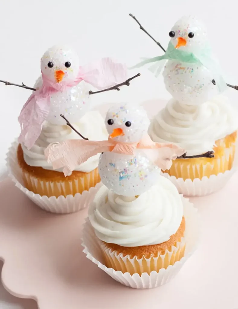 DIY Snowman Cupcake Toppers. Winter Crafts For Kids